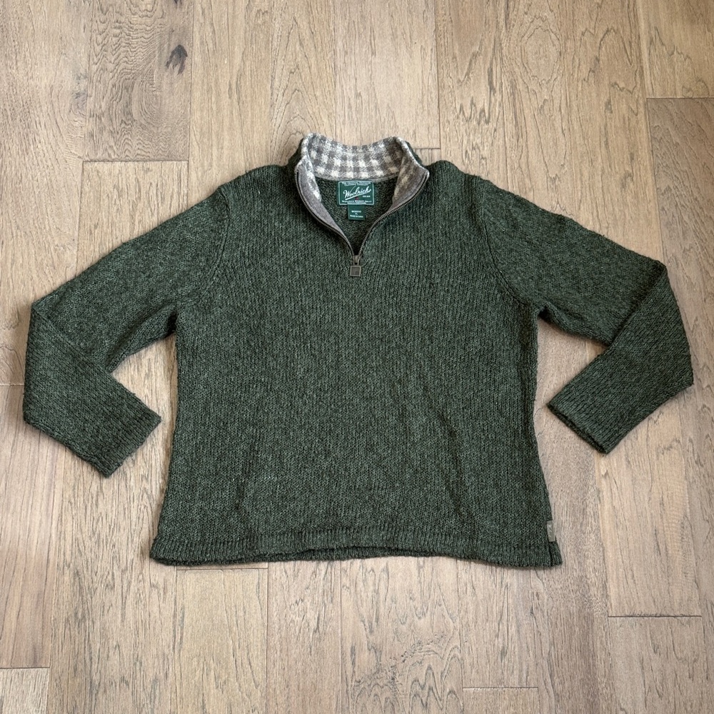 Vintage Woolrich 1/4 Zip Mock Neck Sweater Spruce Green Women's Size X-Large